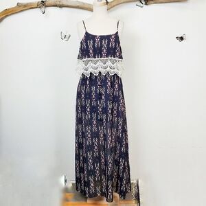 Althea crochet trim boho maxi dress